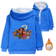 Moana2 Sherpa Lined Hoodie Fleece Sweatshirt Full Zip Hooded Jacket for Kids