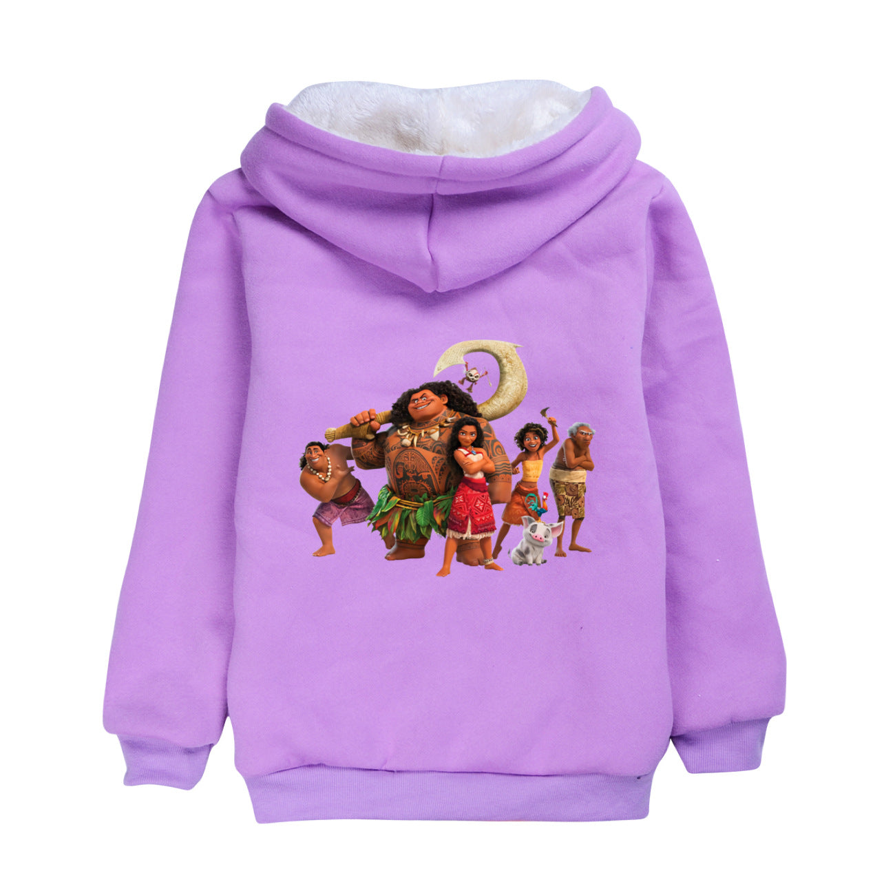 Moana2 Sherpa Lined Hoodie Fleece Sweatshirt Full Zip Hooded Jacket for Kids