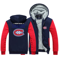 Montreal Canadiens Jackets Hockey Team Unisex Lined Hoodie Fleece Sweatshirt Full Zipper Hooded Thicken Jacket
