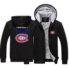Montreal Canadiens Jackets Hockey Team Unisex Lined Hoodie Fleece Sweatshirt Full Zipper Hooded Thicken Jacket
