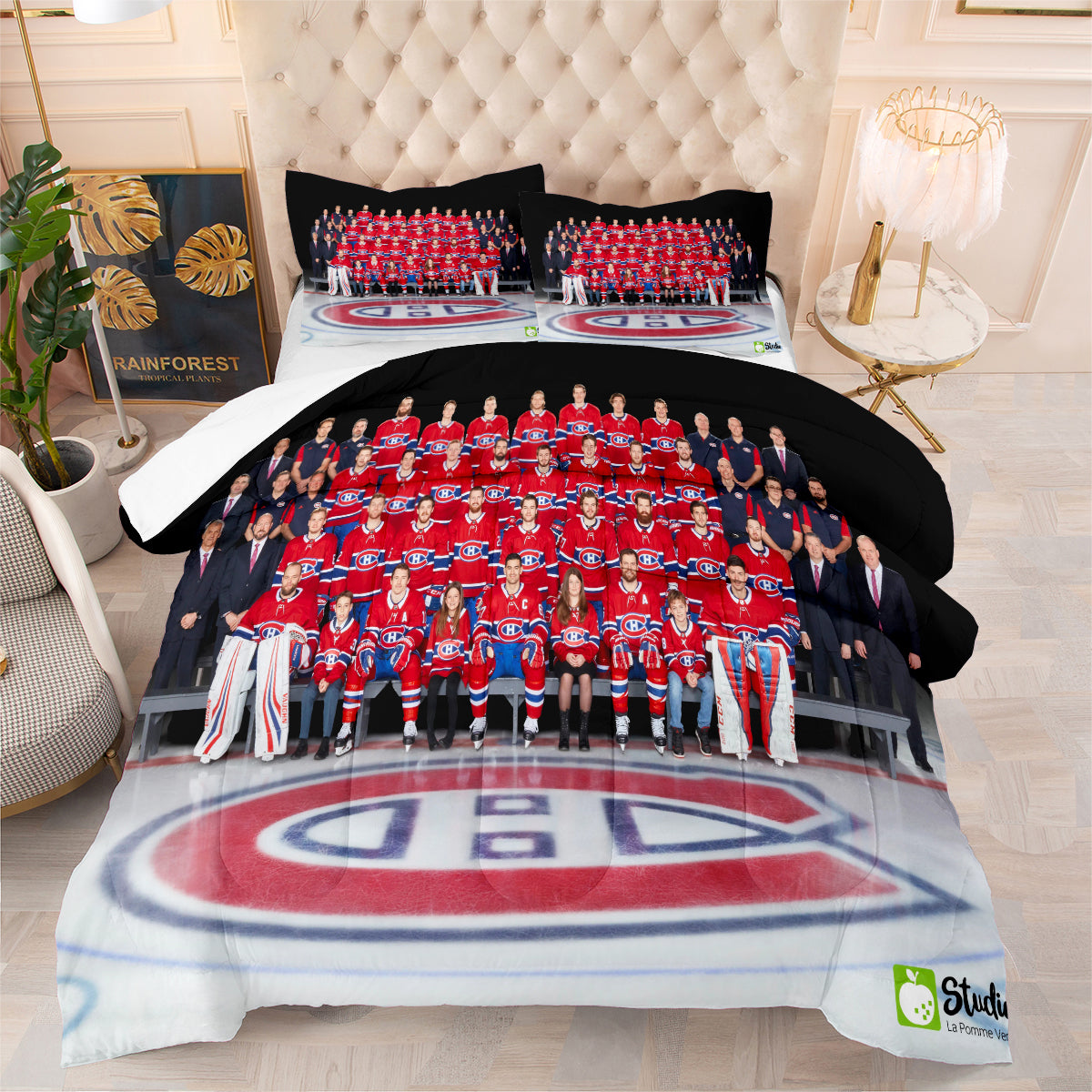 Montreal Hockey Canadiens Comforter Pillowcases 3PC Sets Blanket All Season Reversible Quilted Duvet