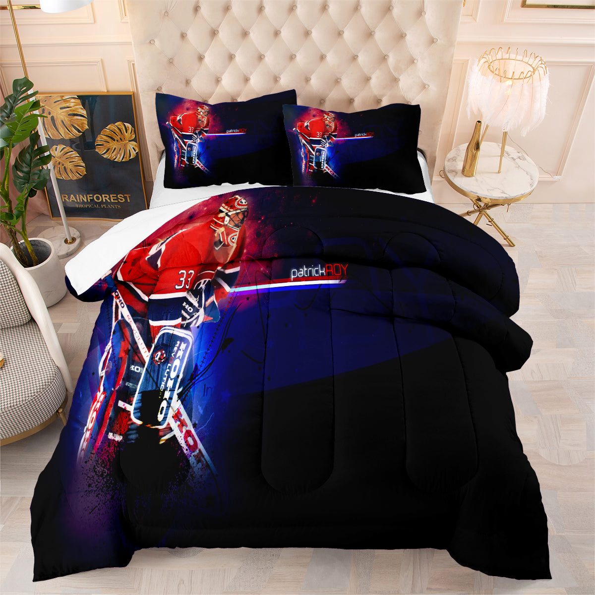 Montreal Hockey Canadiens Comforter Pillowcases 3PC Sets Blanket All Season Reversible Quilted Duvet