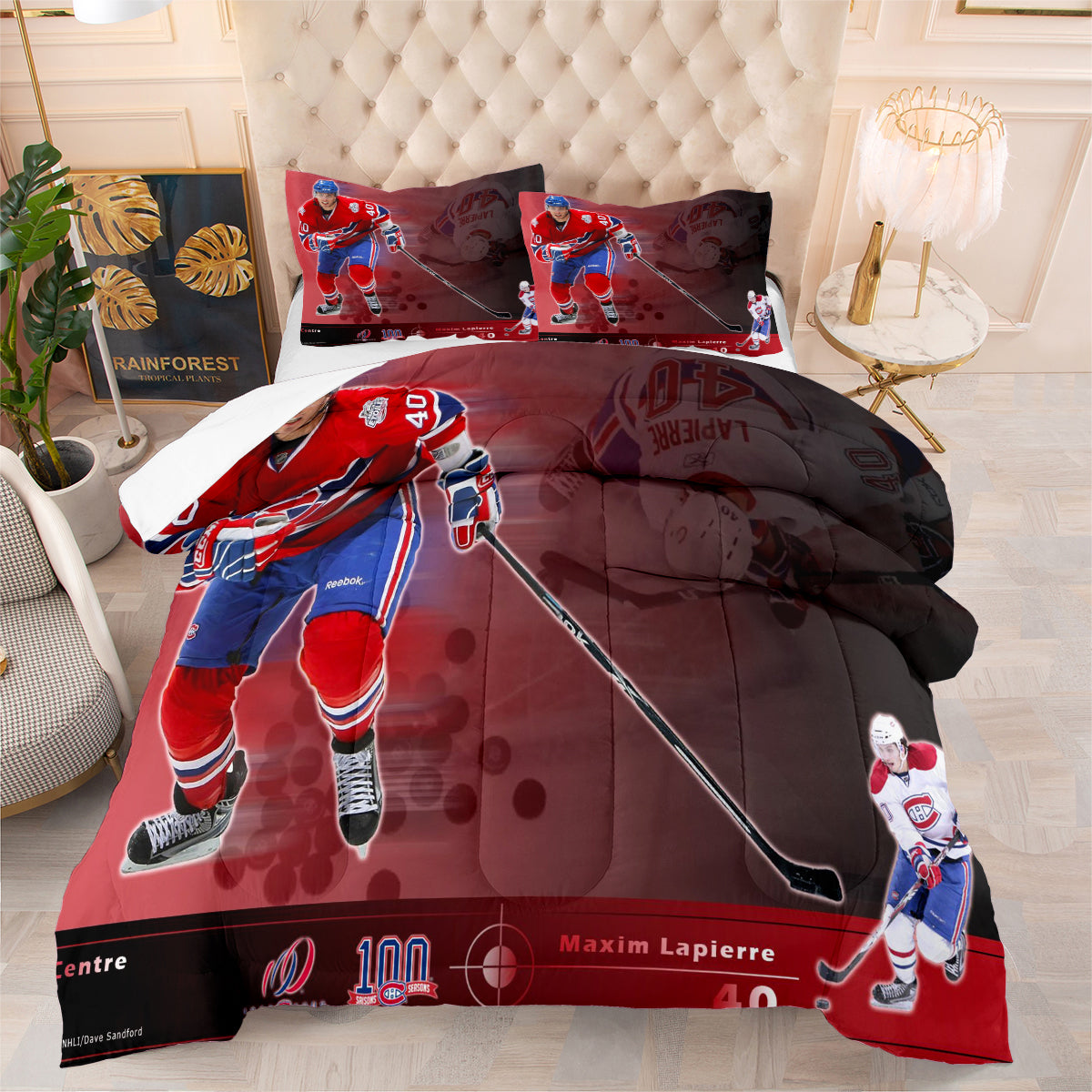 Montreal Hockey Canadiens Comforter Pillowcases 3PC Sets Blanket All Season Reversible Quilted Duvet