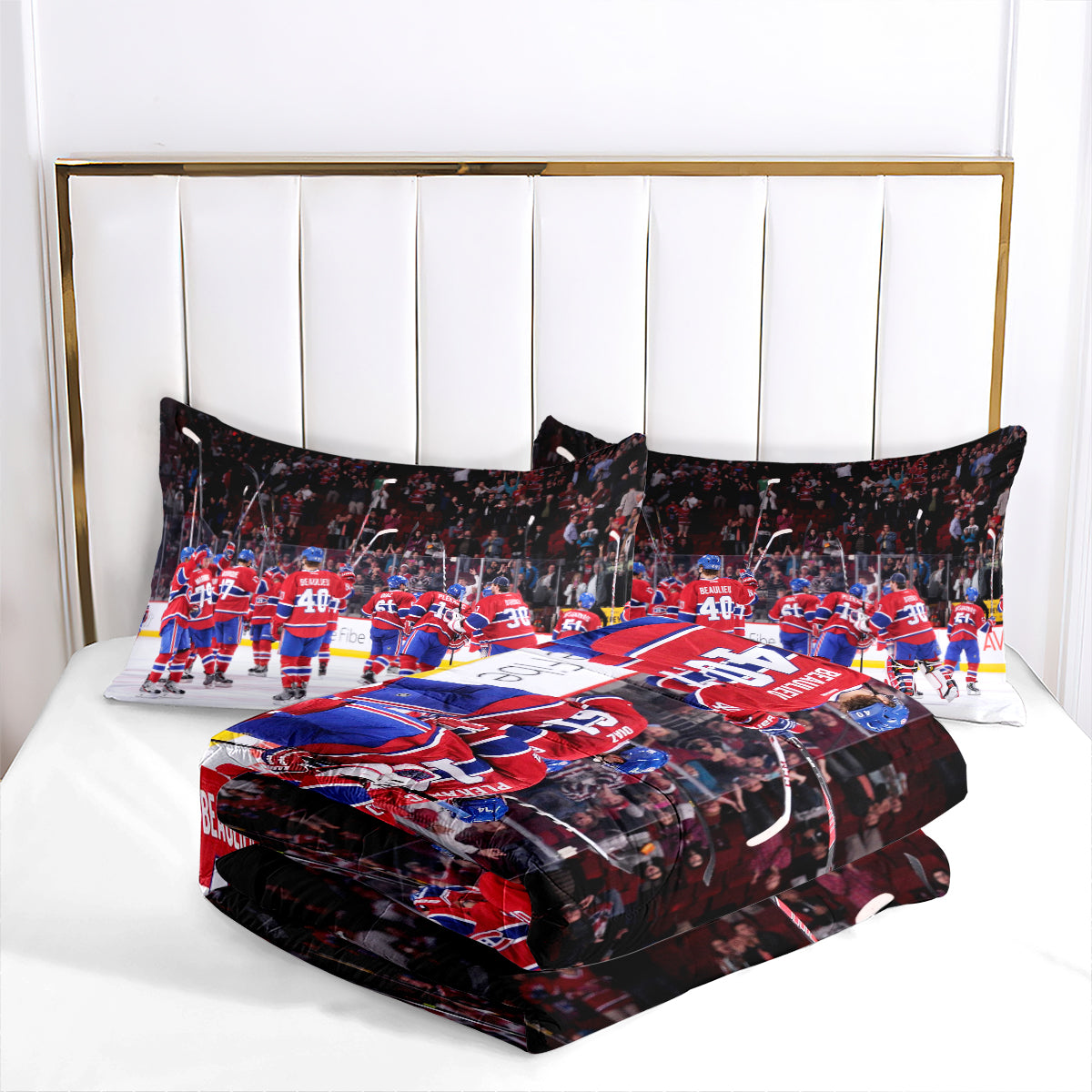 Montreal Hockey Canadiens Comforter Pillowcases 3PC Sets Blanket All Season Reversible Quilted Duvet