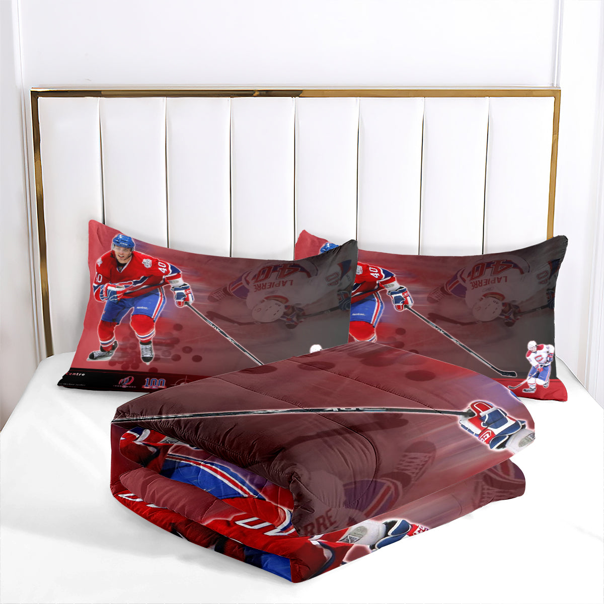 Montreal Hockey Canadiens Comforter Pillowcases 3PC Sets Blanket All Season Reversible Quilted Duvet