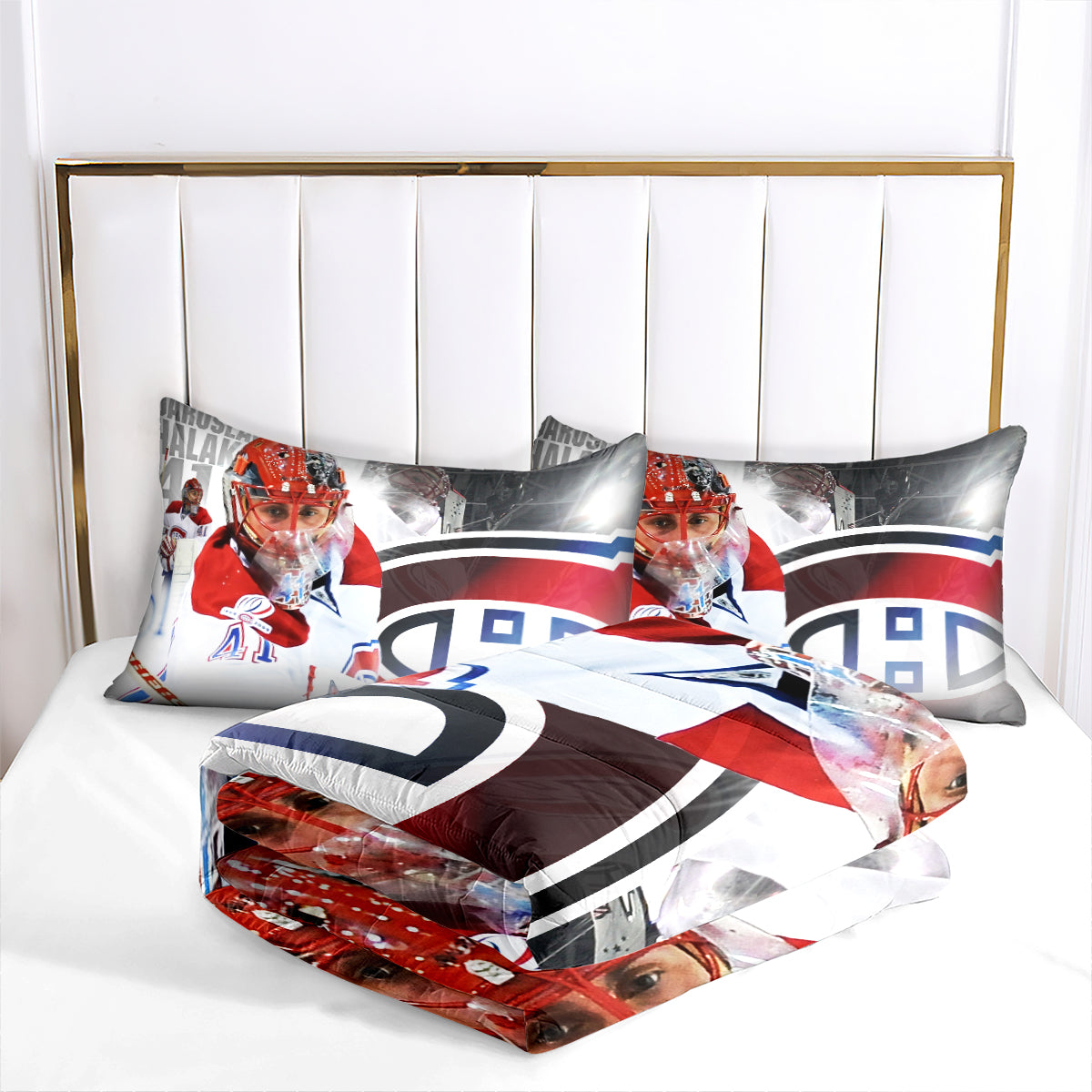 Montreal Hockey Canadiens Comforter Pillowcases 3PC Sets Blanket All Season Reversible Quilted Duvet