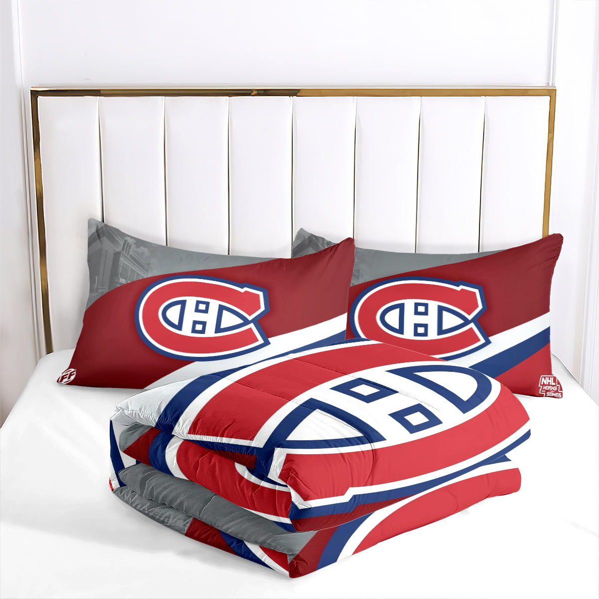 Montreal Hockey Canadiens Comforter Pillowcases 3PC Sets Blanket All Season Reversible Quilted Duvet