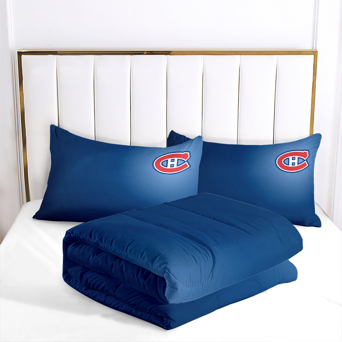 Montreal Hockey Canadiens Comforter Pillowcases 3PC Sets Blanket All Season Reversible Quilted Duvet