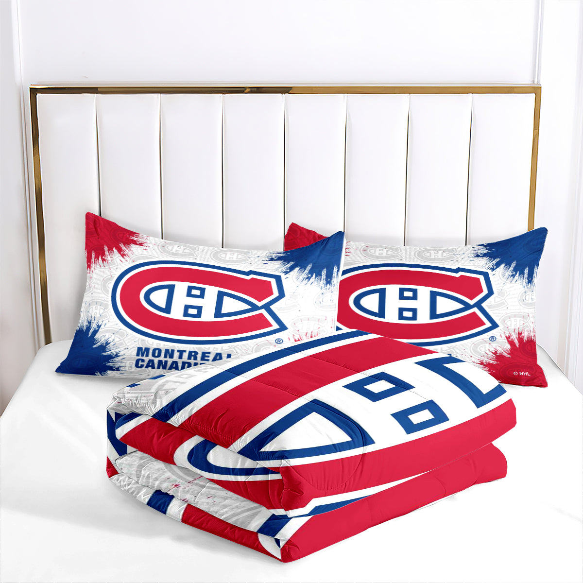 Montreal Hockey Canadiens Comforter Pillowcases 3PC Sets Blanket All Season Reversible Quilted Duvet