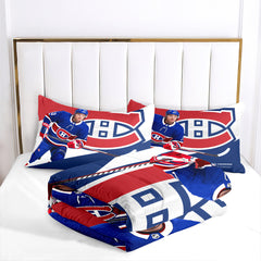 Montreal Hockey Canadiens Comforter Pillowcases 3PC Sets Blanket All Season Reversible Quilted Duvet