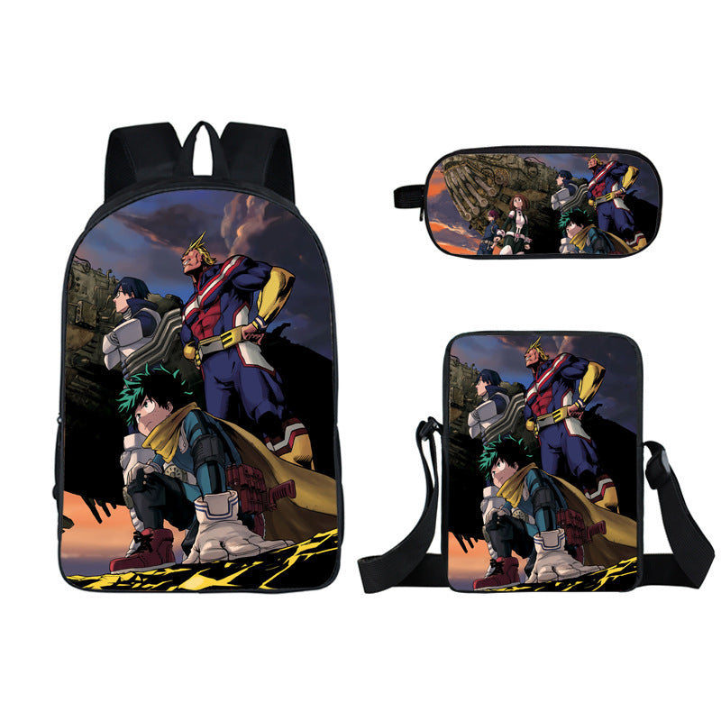 My Hero Academia Full Printed Backpack Schoolbag Travel Notebook Bag Lunch Bag Pencil Bag for Kids Students 3PCS