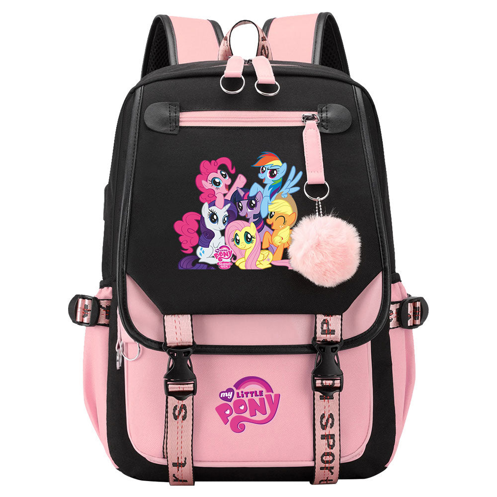 My Little Pony Waterproof Backpack School Notebook Travel Bag USB Charging