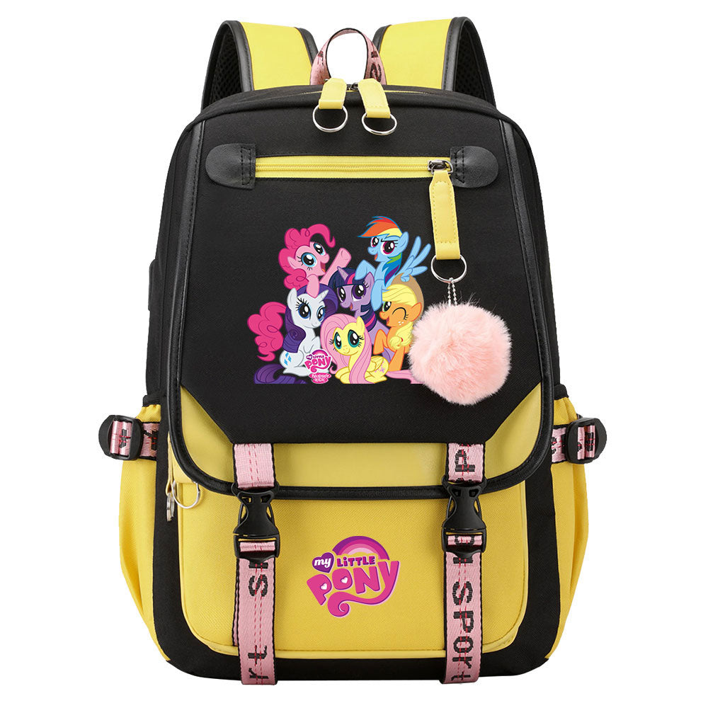 My Little Pony Waterproof Backpack School Notebook Travel Bag USB Charging