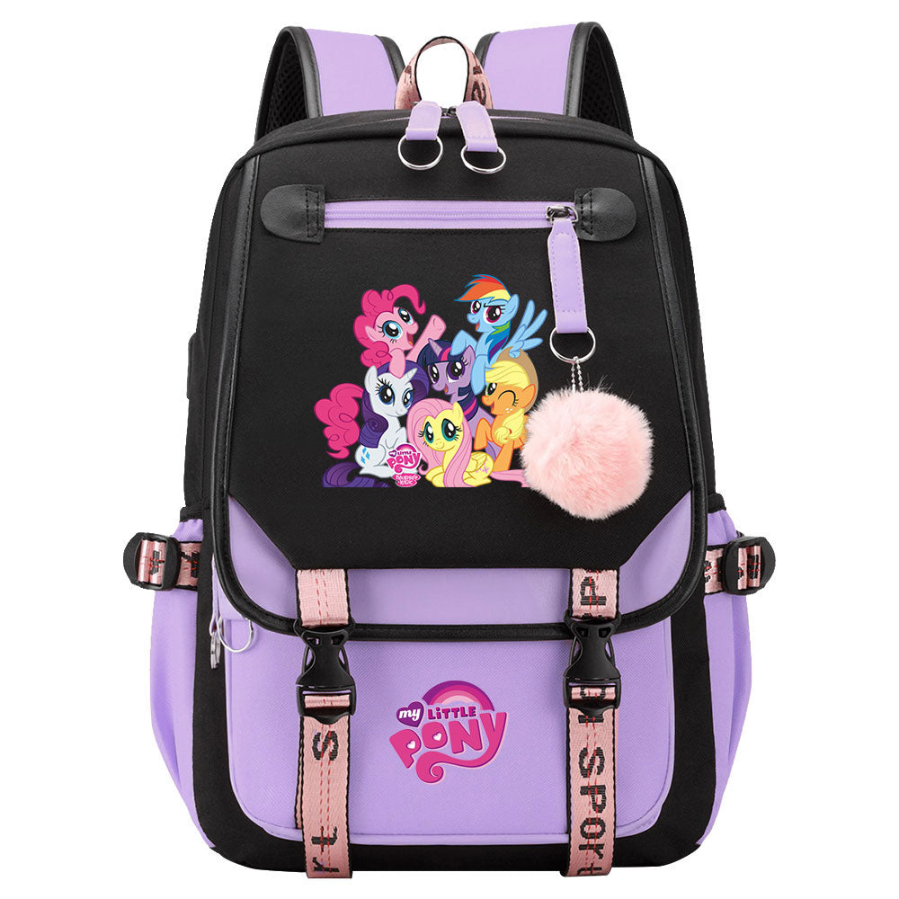 My Little Pony Waterproof Backpack School Notebook Travel Bag USB Charging