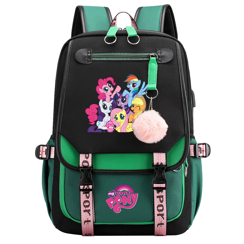 My Little Pony Waterproof Backpack School Notebook Travel Bag USB Charging