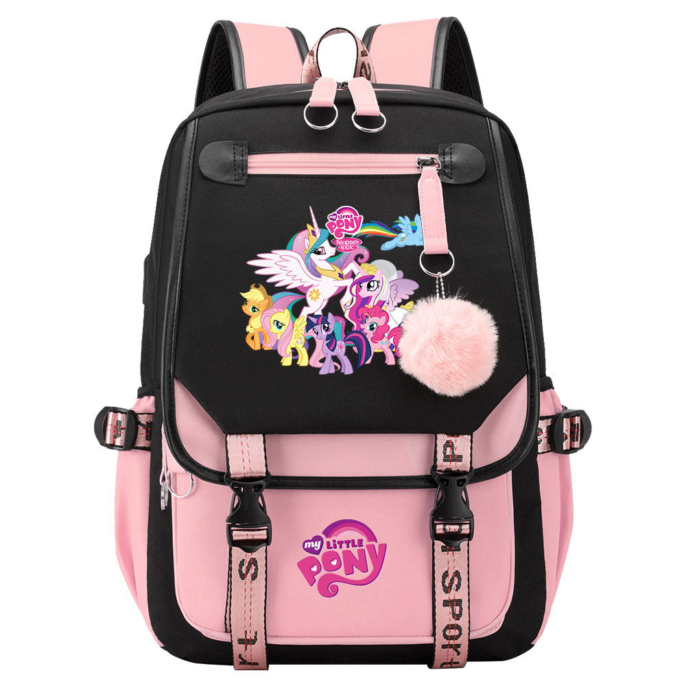 My Little Pony Waterproof Backpack School Notebook Travel Bag USB Charging
