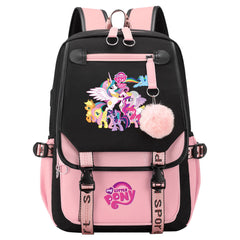 My Little Pony Waterproof Backpack School Notebook Travel Bag USB Charging