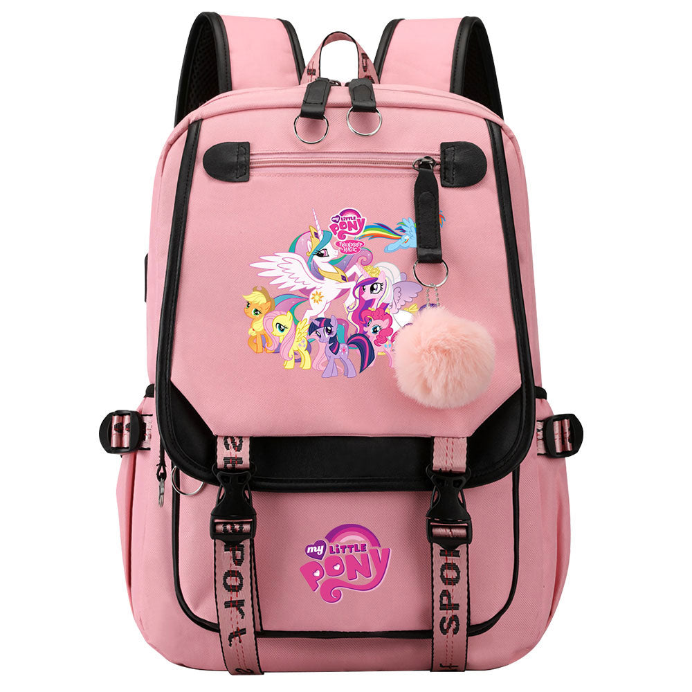My Little Pony Waterproof Backpack School Notebook Travel Bag USB Charging