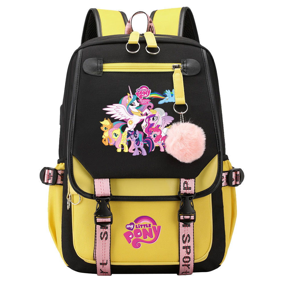 My Little Pony Waterproof Backpack School Notebook Travel Bag USB Charging