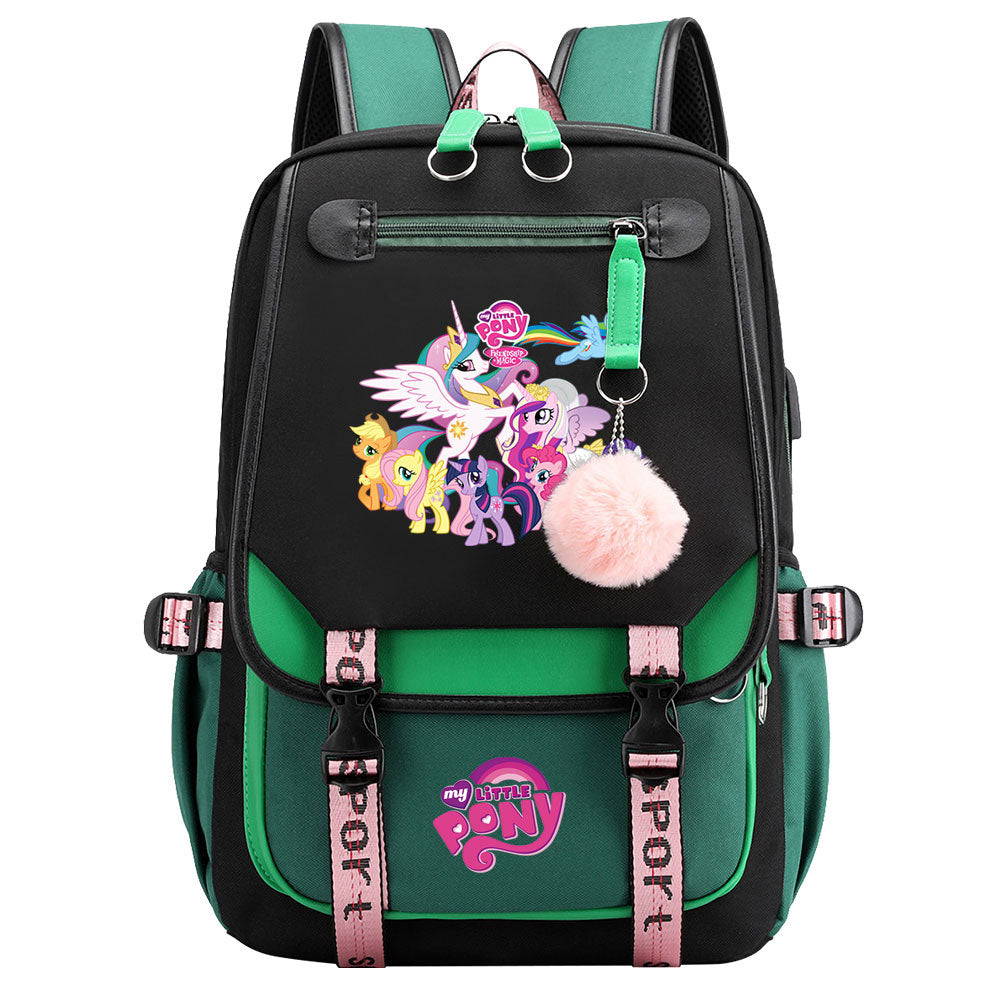 My Little Pony Waterproof Backpack School Notebook Travel Bag USB Charging