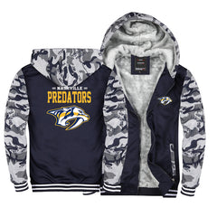 Nashville Predators Jackets Hockey Team Unisex Lined Hoodie Fleece Sweatshirt Full Zipper Hooded Thicken Jacket