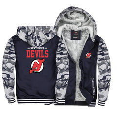 New Jersey Devils Hockey Team Unisex Lined Hoodie Fleece Sweatshirt Full Zipper Hooded Thicken Jacket