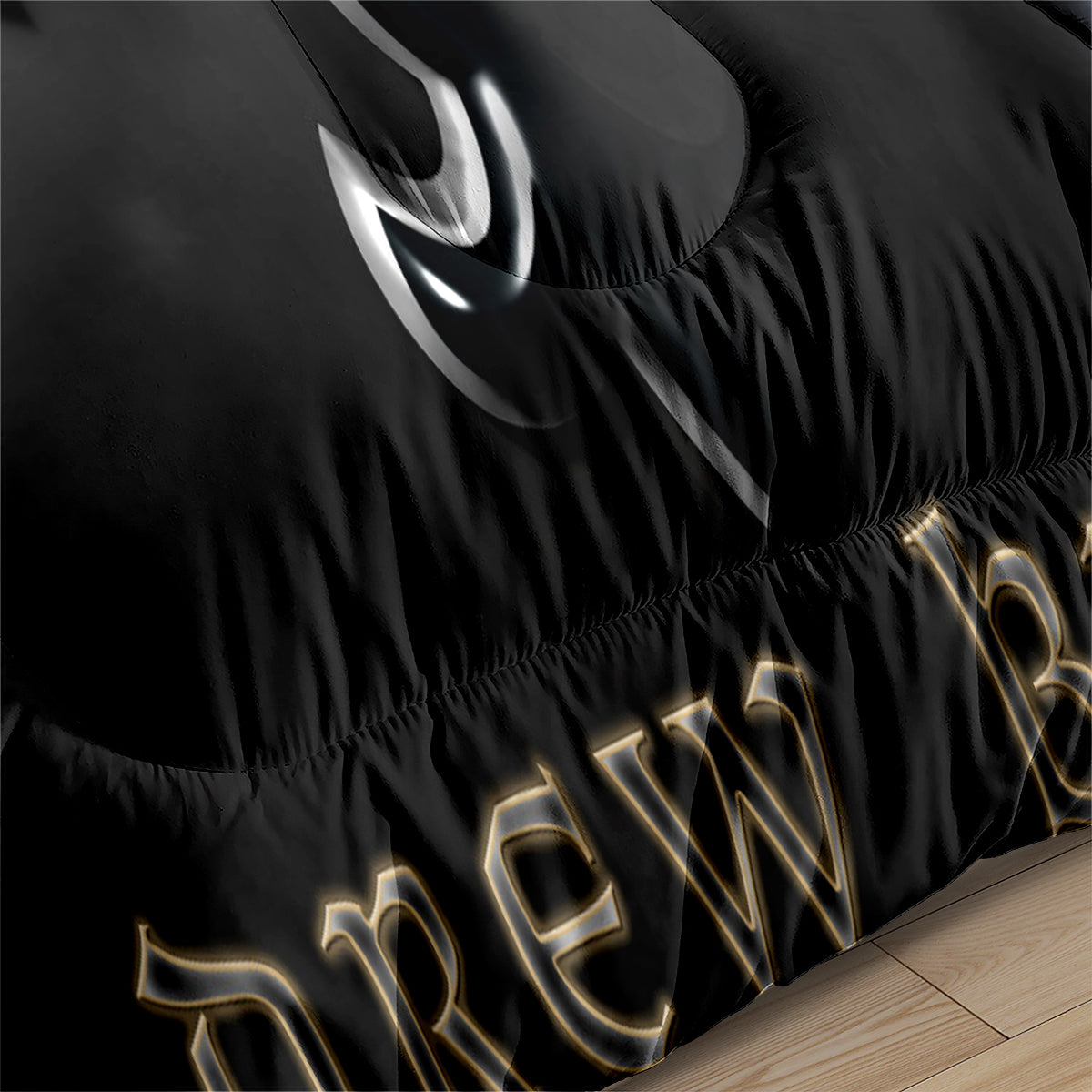 New Orleans Rugby Saints Comforter Pillowcases 3PC Sets Blanket All Season Reversible Quilted Duvet