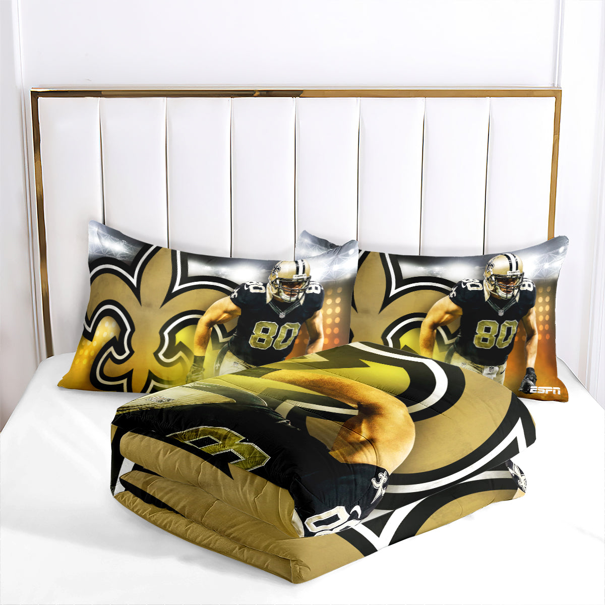 New Orleans Rugby Saints Comforter Pillowcases 3PC Sets Blanket All Season Reversible Quilted Duvet