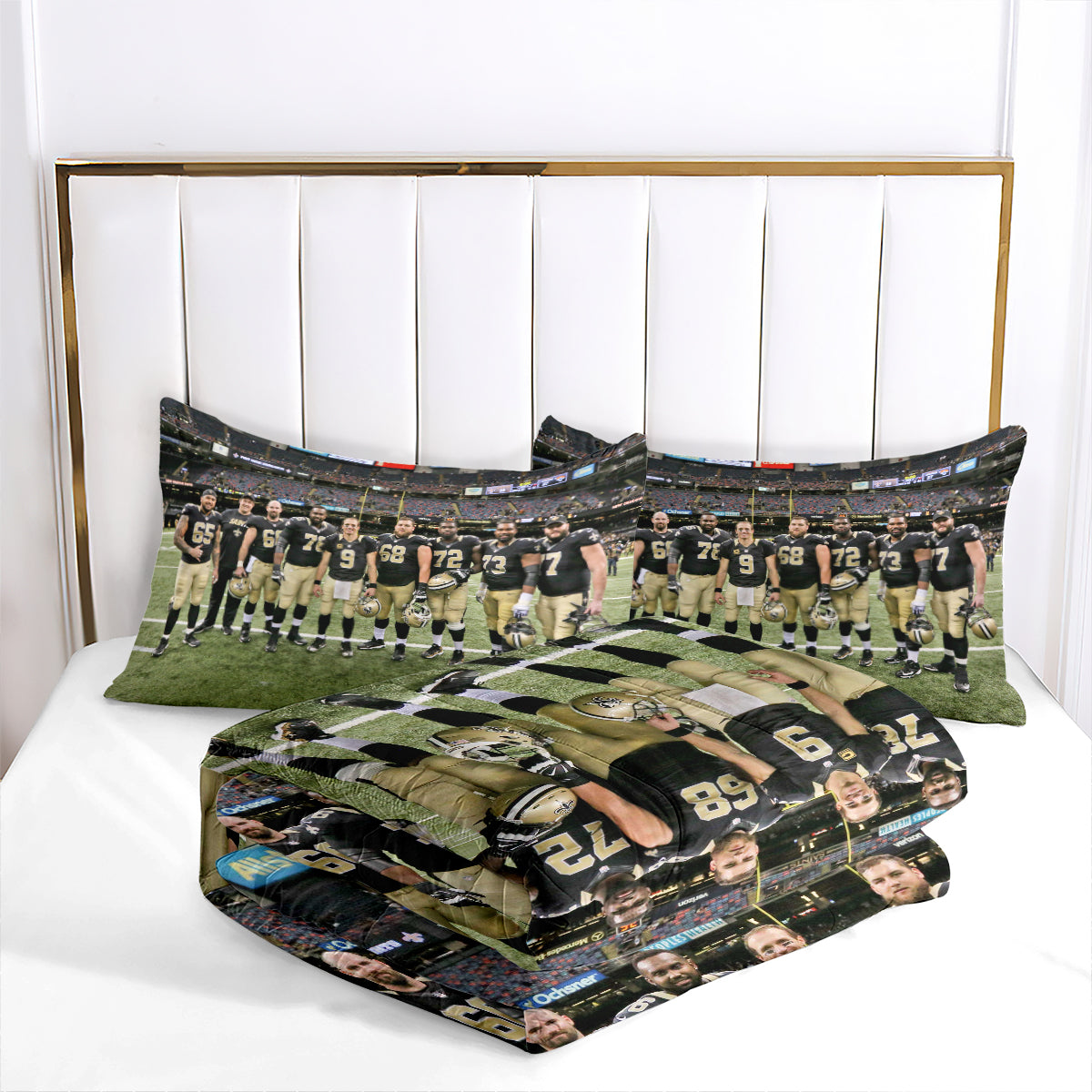 New Orleans Rugby Saints Comforter Pillowcases 3PC Sets Blanket All Season Reversible Quilted Duvet