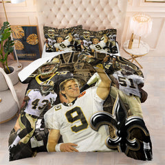 New Orleans Rugby Saints Comforter Pillowcases 3PC Sets Blanket All Season Reversible Quilted Duvet