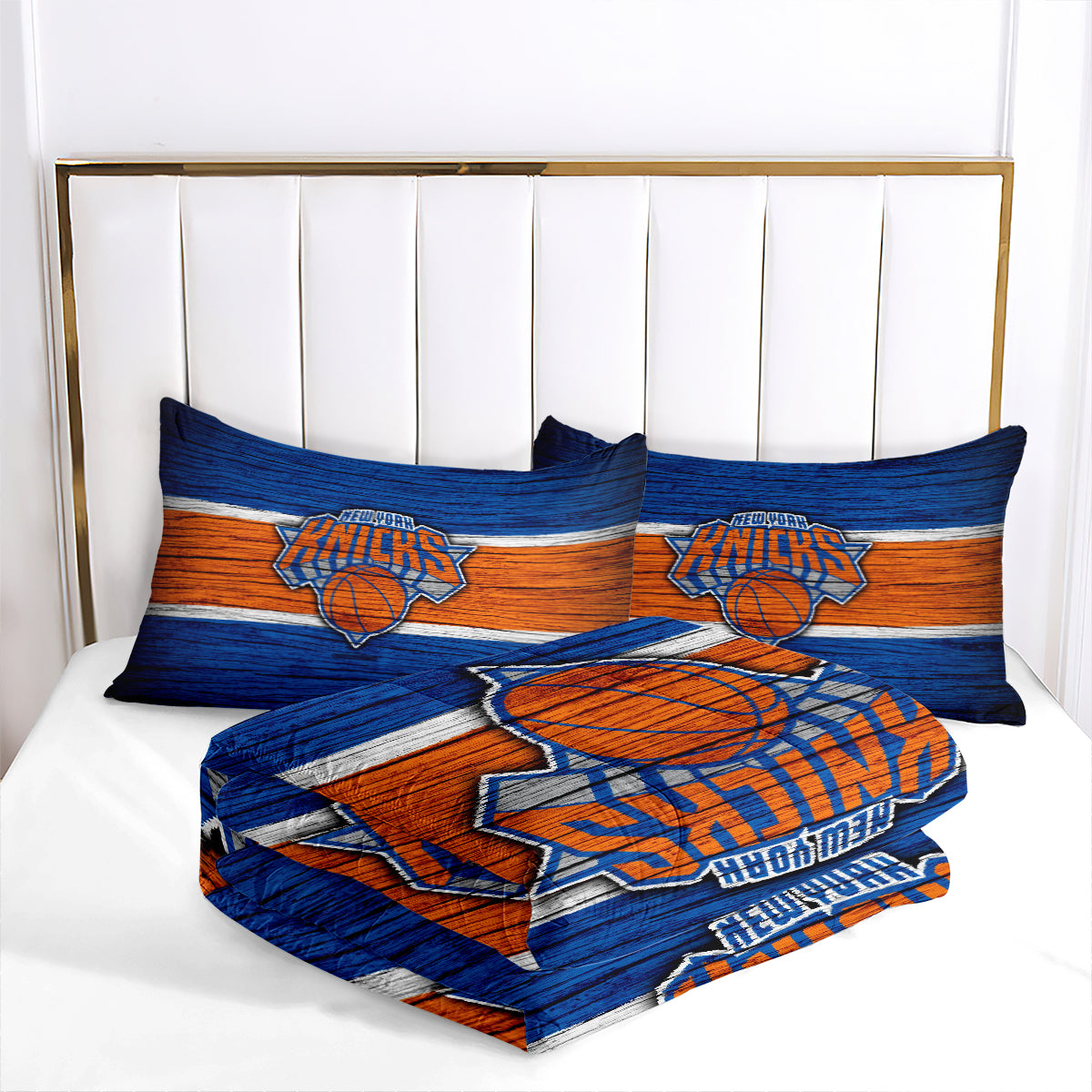 New York Basketball Knicks Comforter Pillowcases 3PC Sets Blanket All Season Reversible Quilted Duvet