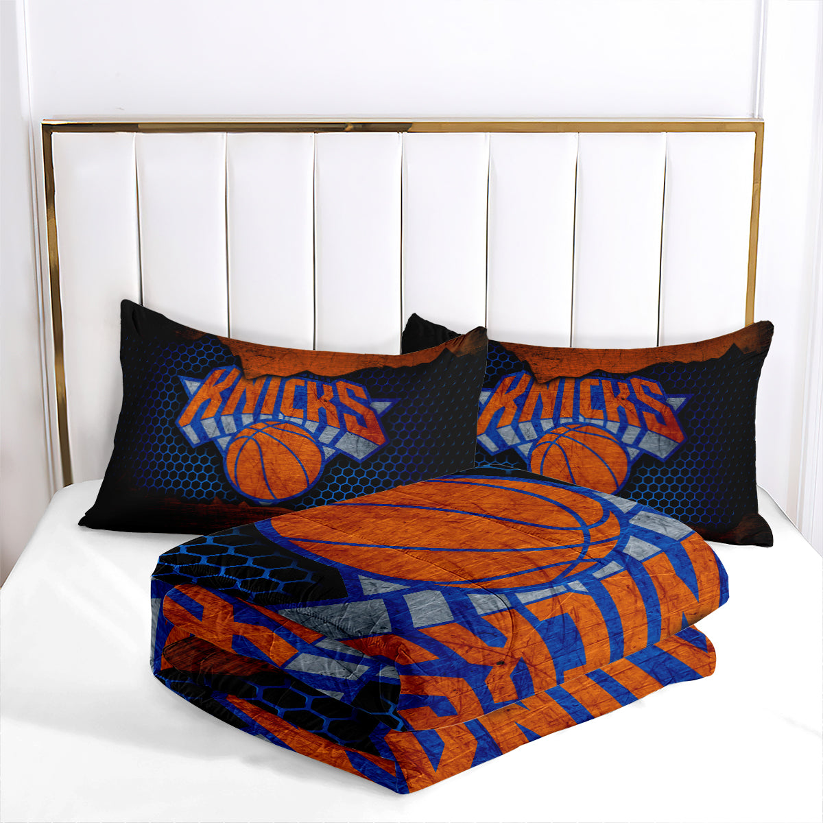 New York Basketball Knicks Comforter Pillowcases 3PC Sets Blanket All Season Reversible Quilted Duvet