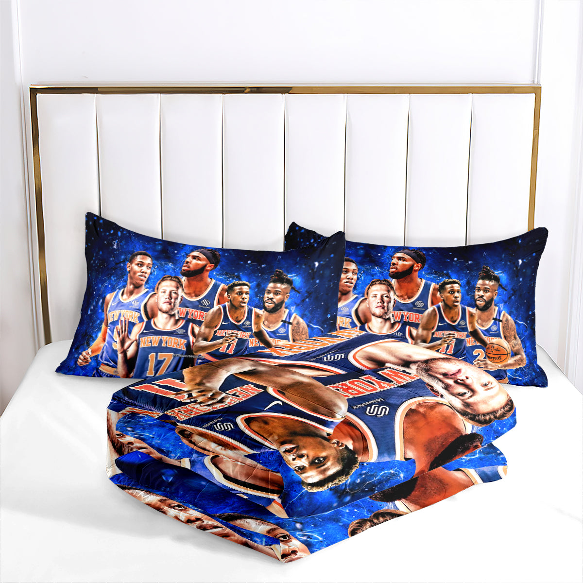 New York Basketball Knicks Comforter Pillowcases 3PC Sets Blanket All Season Reversible Quilted Duvet