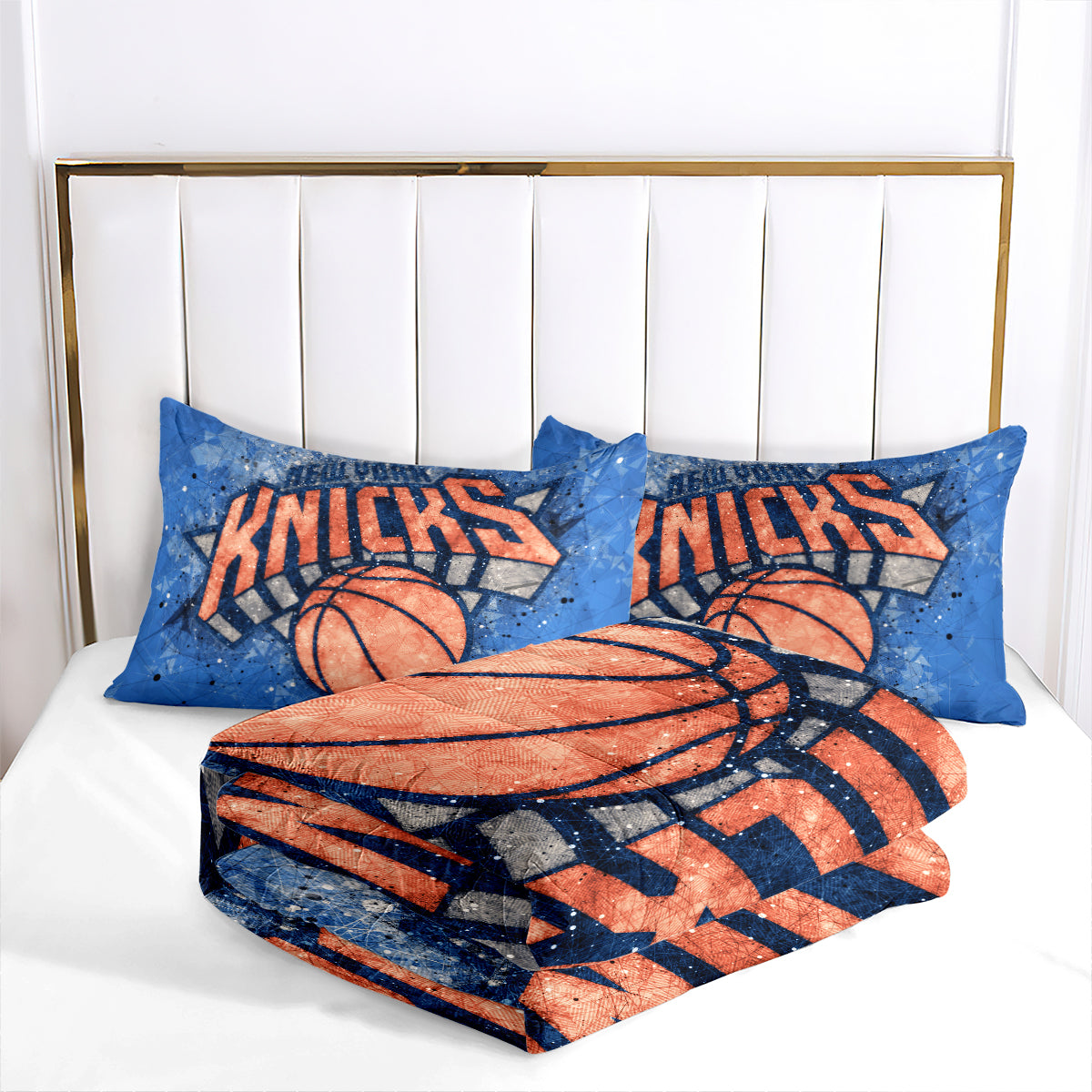 New York Basketball Knicks Comforter Pillowcases 3PC Sets Blanket All Season Reversible Quilted Duvet