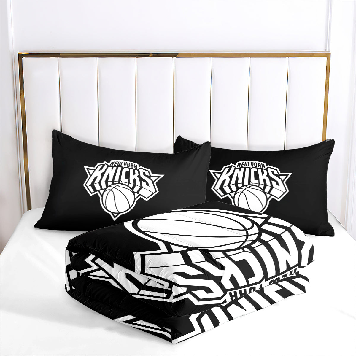 New York Basketball Knicks Comforter Pillowcases 3PC Sets Blanket All Season Reversible Quilted Duvet