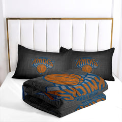 New York Basketball Knicks Comforter Pillowcases 3PC Sets Blanket All Season Reversible Quilted Duvet