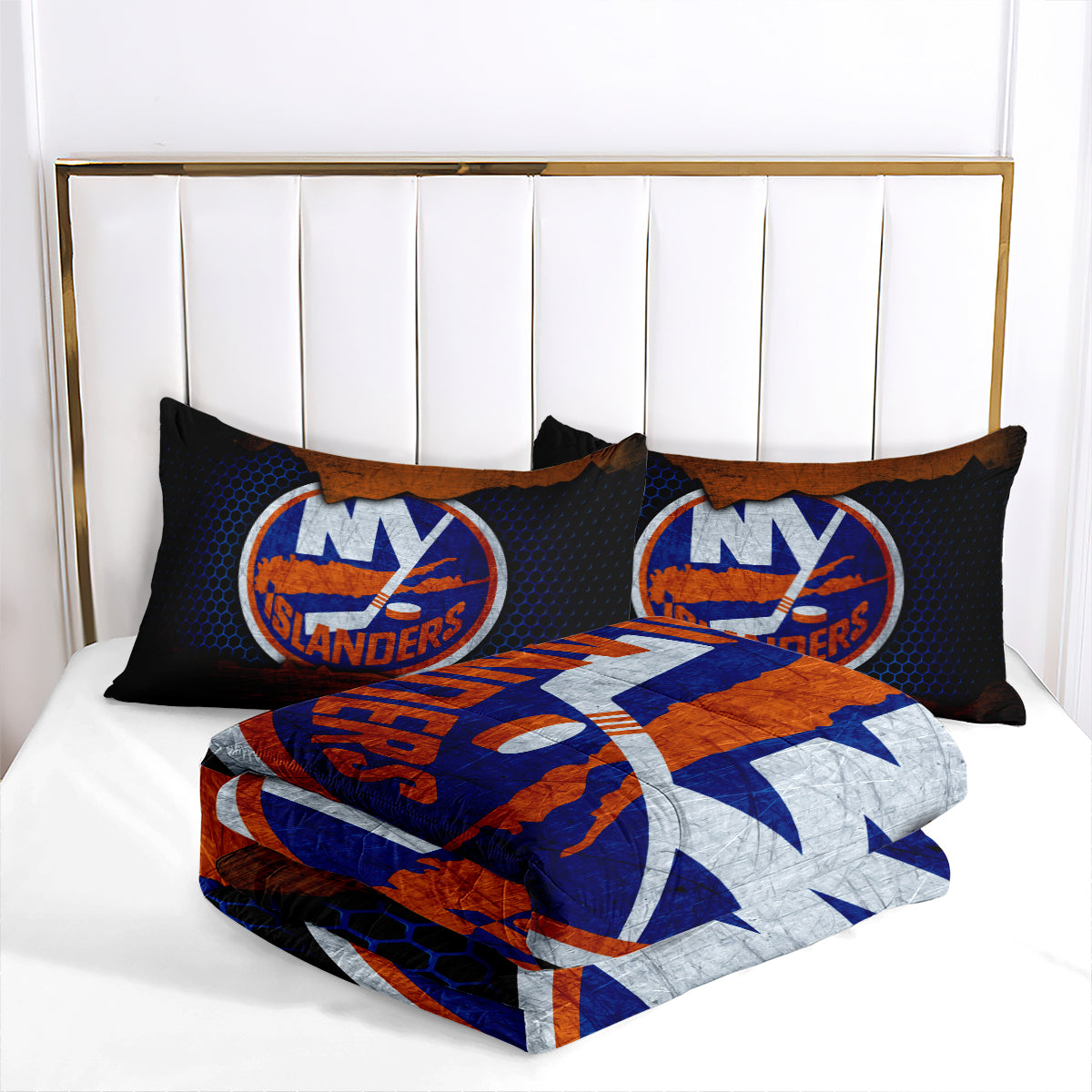 New York Hockey Islanders Comforter Pillowcases 3PC Sets Blanket All Season Reversible Quilted Duvet