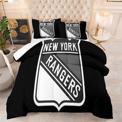 New York Hockey Rangers Comforter Pillowcases 3PC Sets Blanket All Season Reversible Quilted Duvet