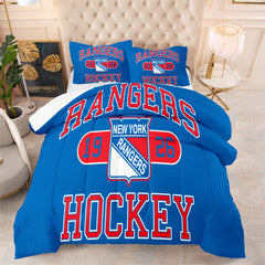 New York Hockey Rangers Comforter Pillowcases 3PC Sets Blanket All Season Reversible Quilted Duvet