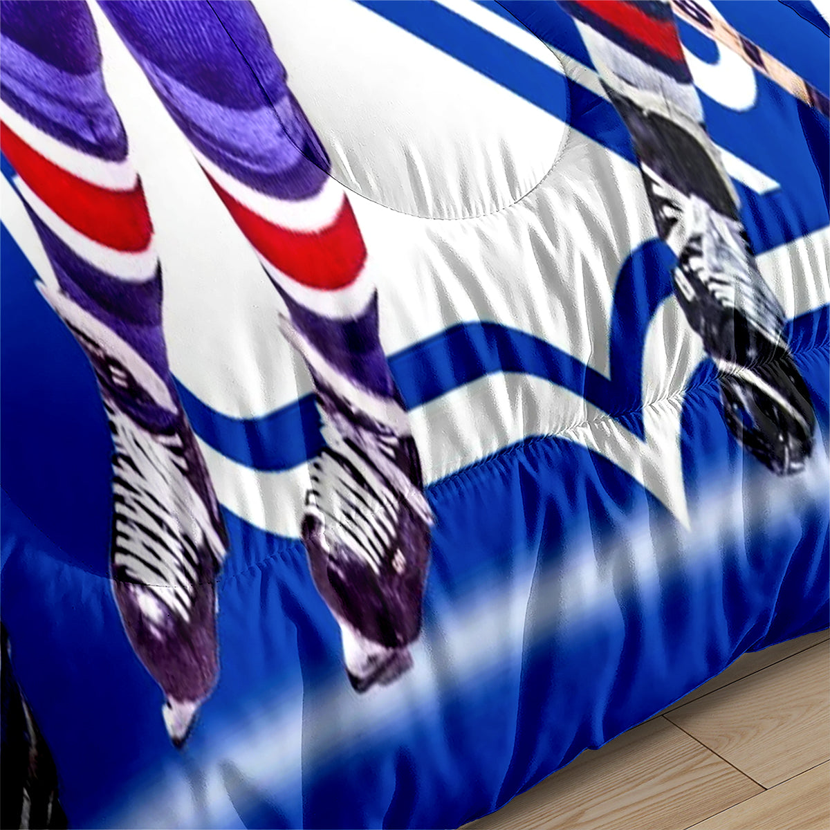 New York Hockey Rangers Comforter Pillowcases 3PC Sets Blanket All Season Reversible Quilted Duvet