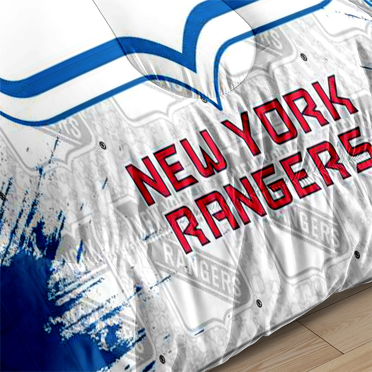 New York Hockey Rangers Comforter Pillowcases 3PC Sets Blanket All Season Reversible Quilted Duvet