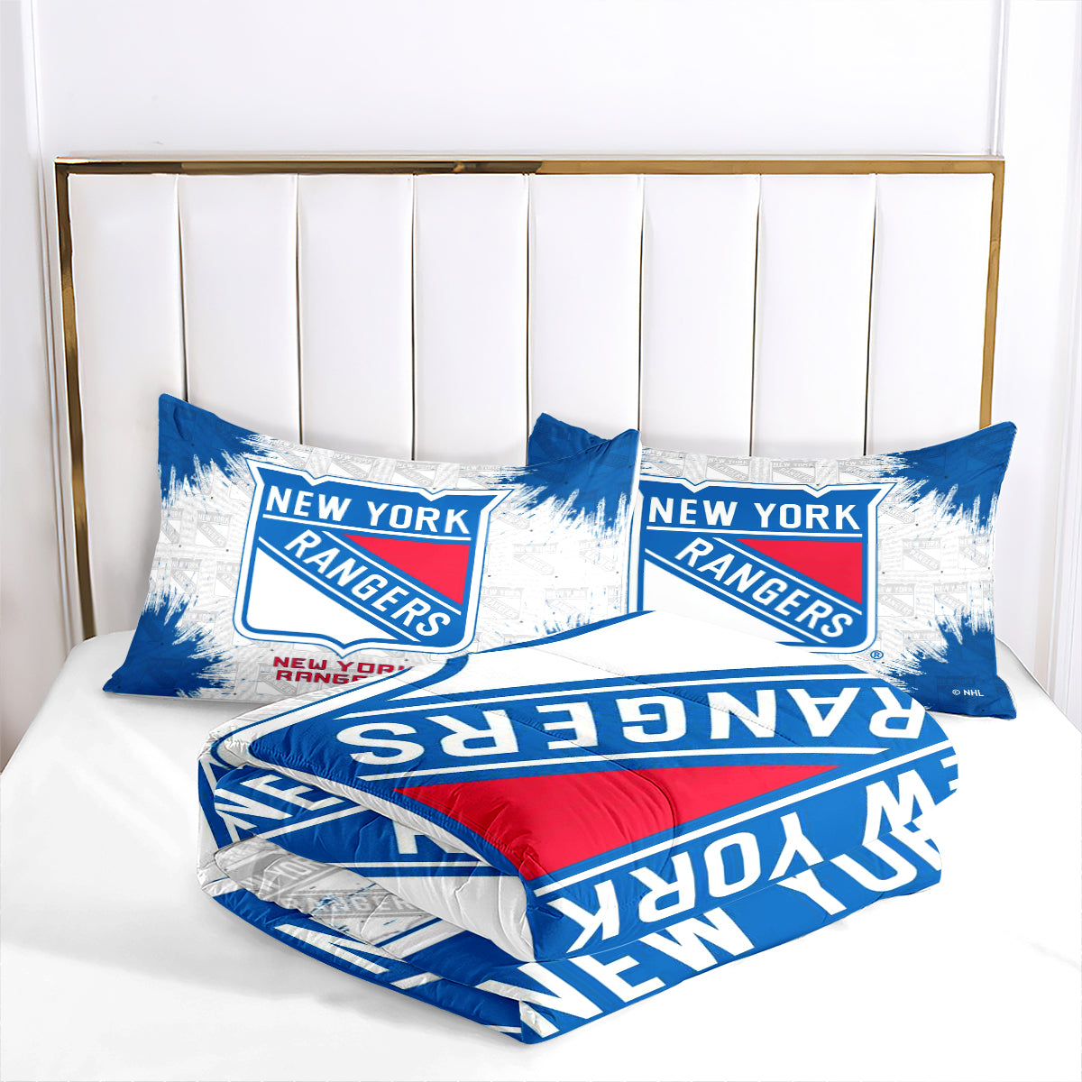 New York Hockey Rangers Comforter Pillowcases 3PC Sets Blanket All Season Reversible Quilted Duvet