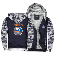 New York Islanders Jackets Hockey Team Unisex Lined Hoodie Fleece Sweatshirt Full Zipper Hooded Thicken Jacket