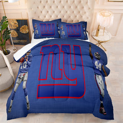 New York Rugby Giants Comforter Pillowcases 3PC Sets Blanket All Season Reversible Quilted Duvet