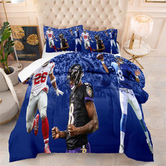 New York Rugby Giants Comforter Pillowcases 3PC Sets Blanket All Season Reversible Quilted Duvet