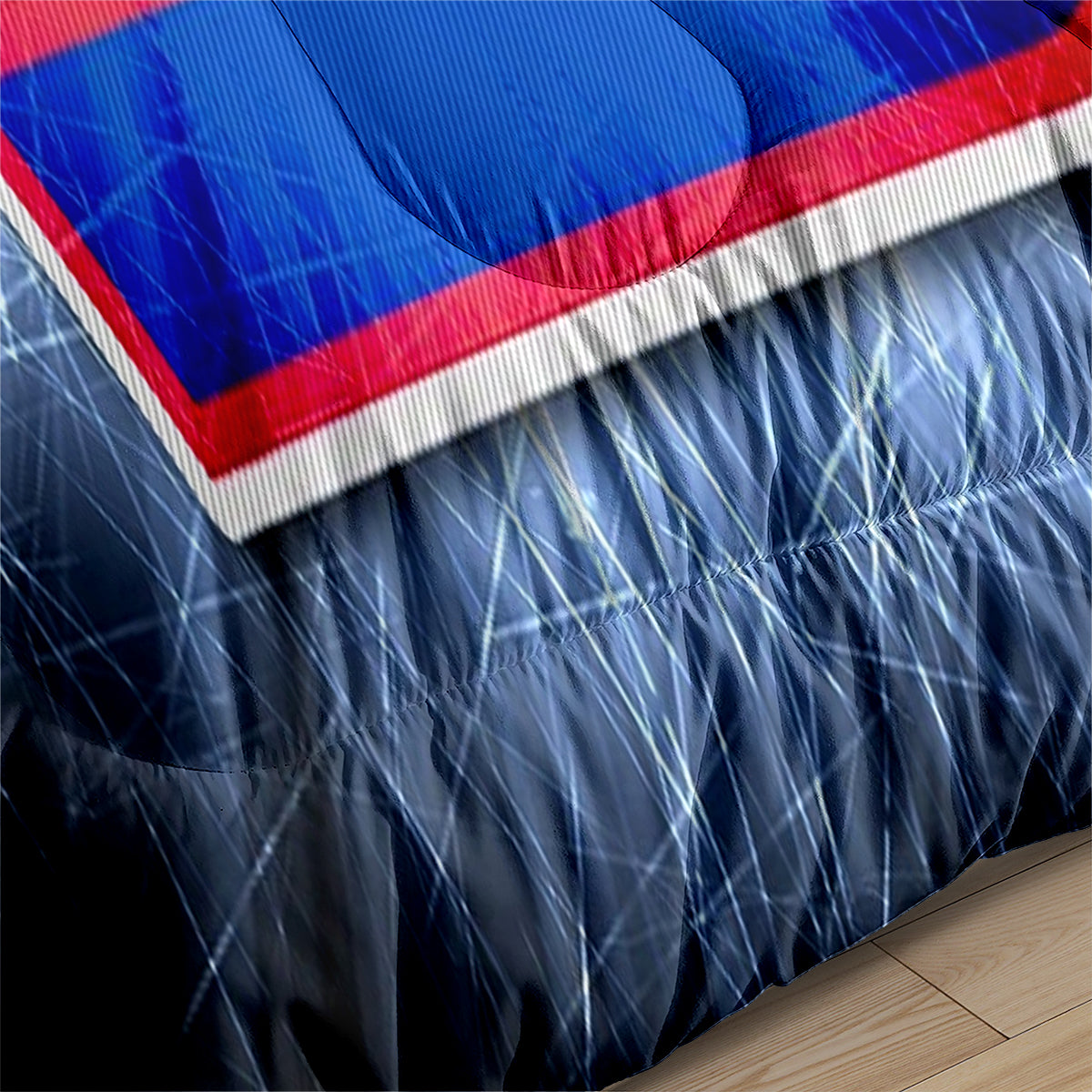 New York Rugby Giants Comforter Pillowcases 3PC Sets Blanket All Season Reversible Quilted Duvet