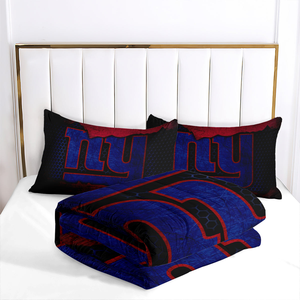 New York Rugby Giants Comforter Pillowcases 3PC Sets Blanket All Season Reversible Quilted Duvet