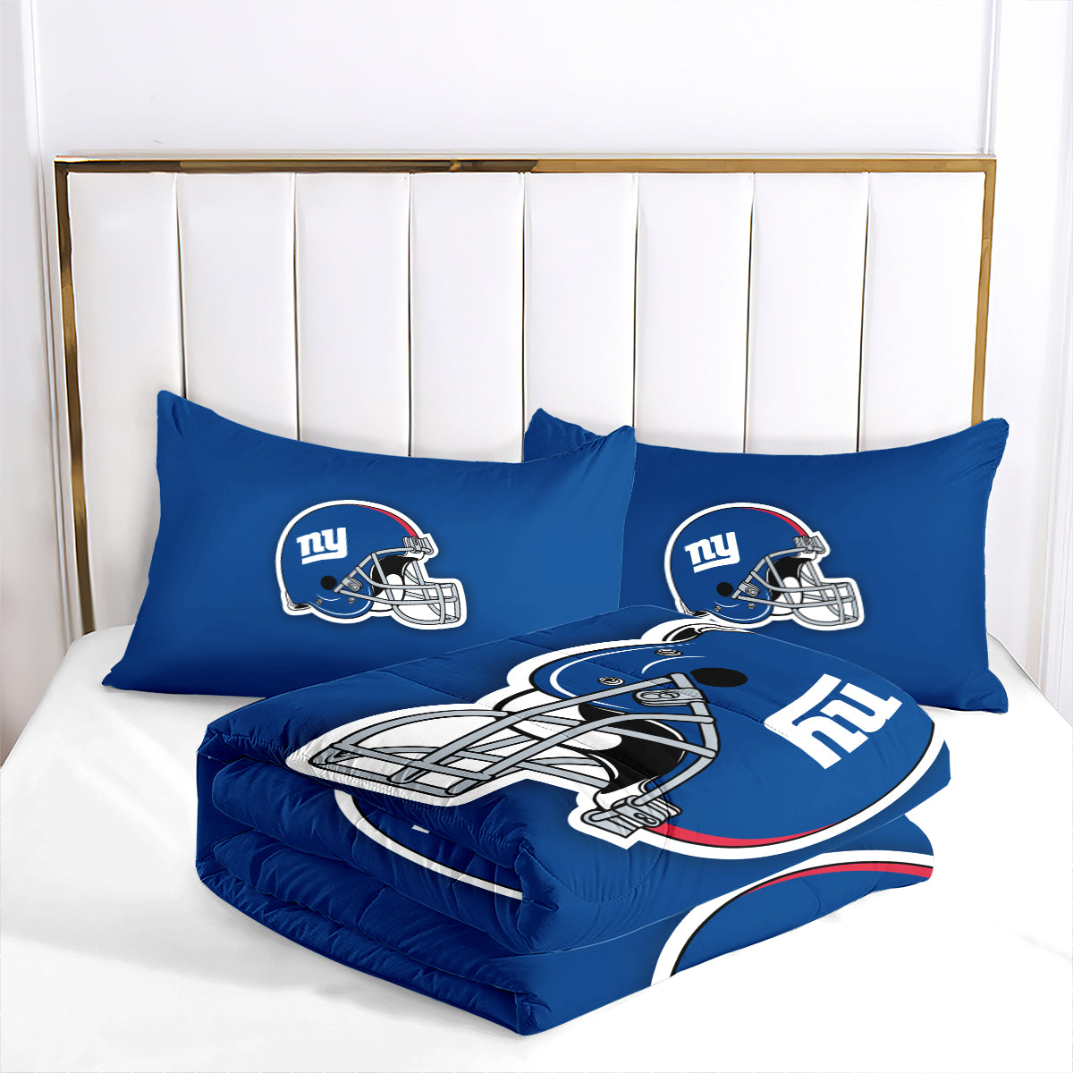 New York Rugby Giants Comforter Pillowcases 3PC Sets Blanket All Season Reversible Quilted Duvet