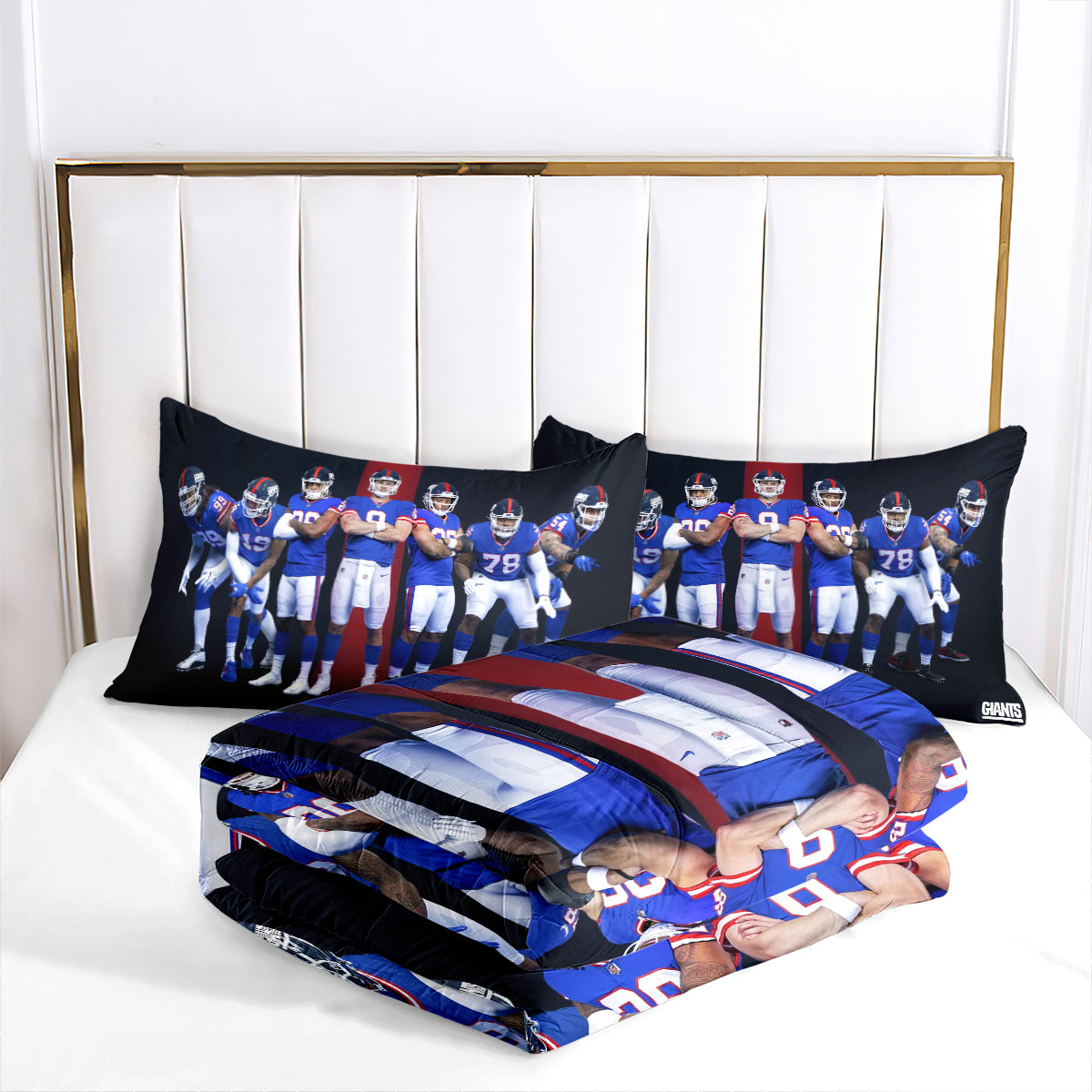 New York Rugby Giants Comforter Pillowcases 3PC Sets Blanket All Season Reversible Quilted Duvet