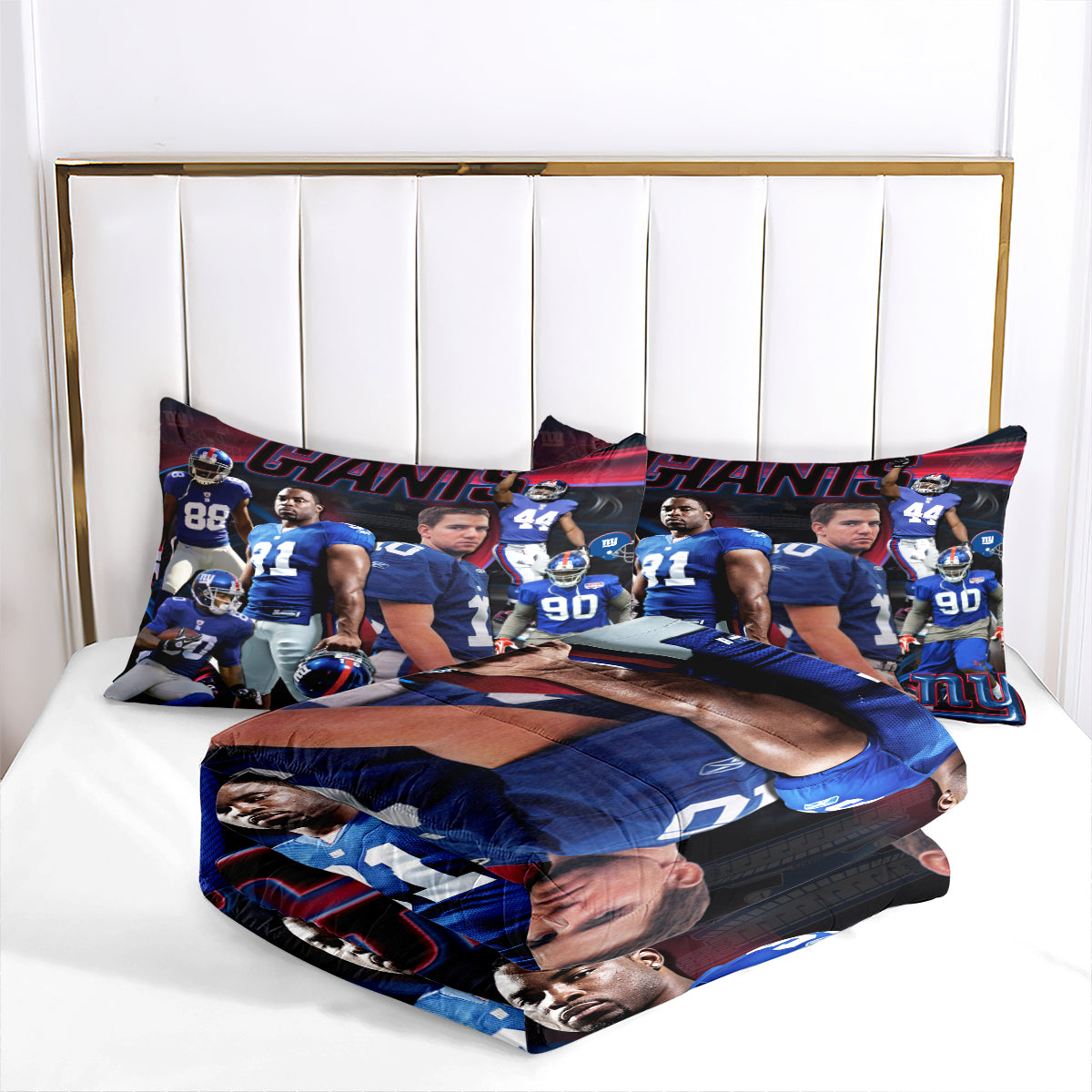 New York Rugby Giants Comforter Pillowcases 3PC Sets Blanket All Season Reversible Quilted Duvet